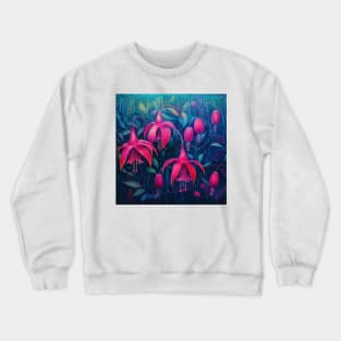 Folk Art Fuchsia Flowers Crewneck Sweatshirt